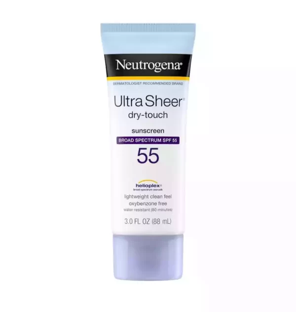 برند :  نوتروژینا Ultra sheer sunscreen اولترا شر اس پی اف : 55 ظرفیت : 88 میلی آب رسان و مرطوب کننده : بله محافظت در برابر اشعه : UVA/UVB